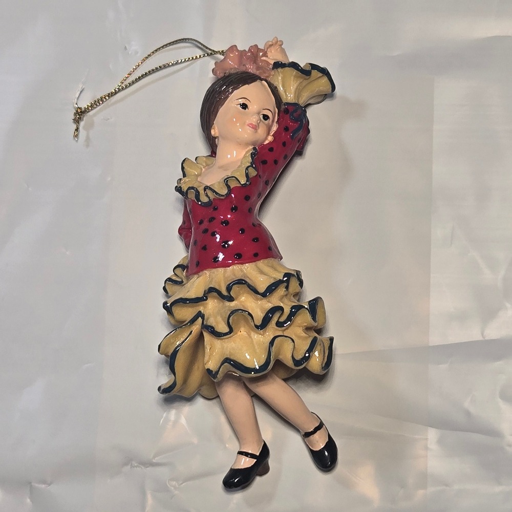 Dillard's Trimmings Flamenco Dancer Christmas Ornament Jointed Legs *flaw‎